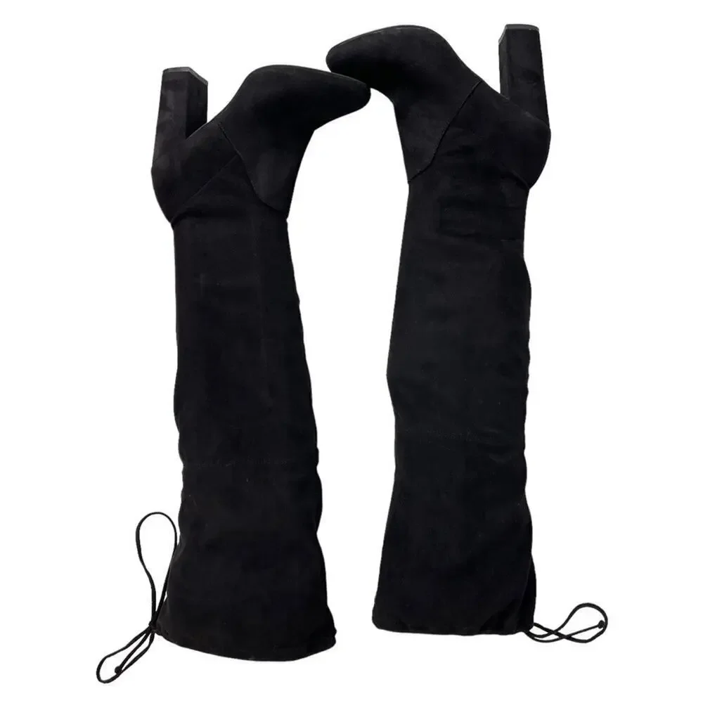 Anthropologie x Faryl Robin Sofia Vegan Suede Knee-High Black Heeled Boot 9